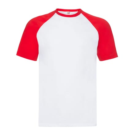 Fruit of the Loom Heren Valueweight Baseball T-shirt (Wit/rood)