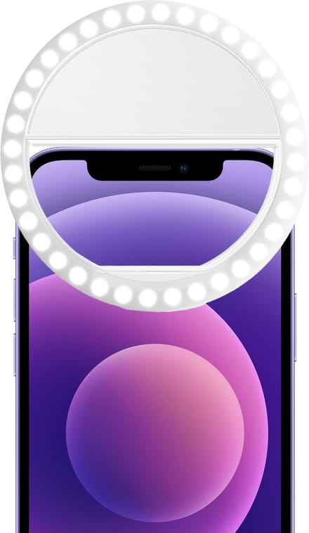 Selfie Ring Light Met Clip Wit Selfie Ring Lamp Universeel Oplaadbaar - Wit
