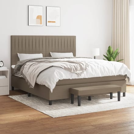vidaXL - Boxspring - met - matras - stof - taupe - 180x200 - cm