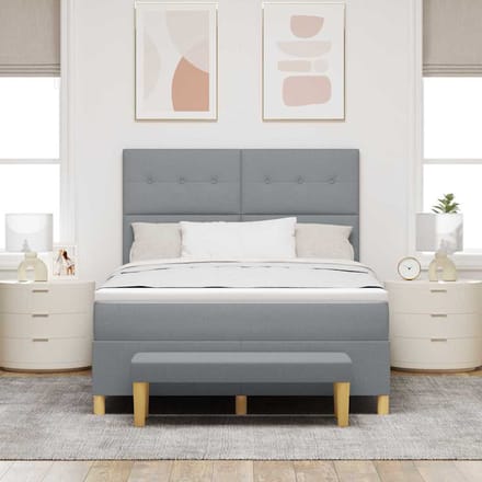 vidaXL - Boxspring - bed - met - hoofdeinde - Lichtgrijs - 200 - x - 160 - cm - Stof