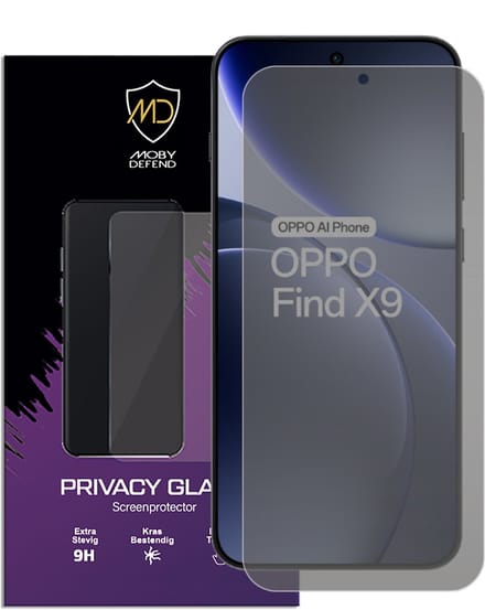 MobyDefend Screenprotector - Geschikt voor Oppo Find X9 - Matte Privacy Glass Screensaver