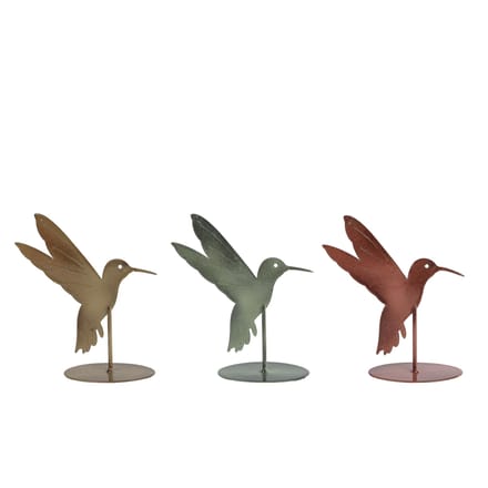 Sculptuur kolibri 3 assorti metaal 12,5x5x14 cm