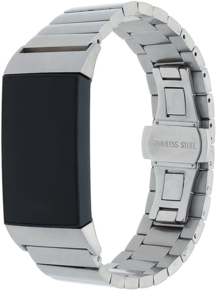 123watches stalen schakel band - zilver - - Geschikt voor Fitbit Charge 3 & 4