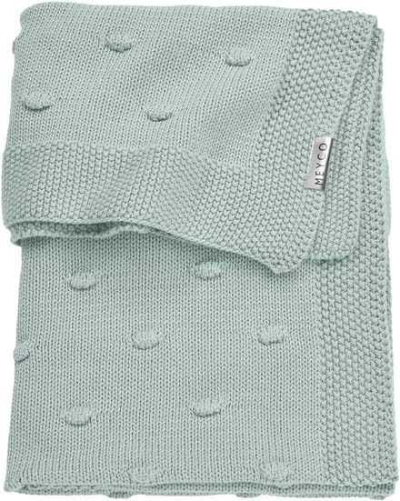 Gebreide babydeken met knopen 75 x 100 cm - Steengroen