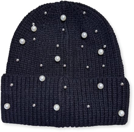 Beanie / Muts Stud Parel - Zwart | Polyacryl | One Size | Fashion Favorite
