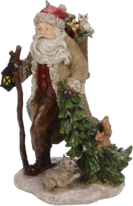 kerstman met dieren en kerstboom - kerst - Christmas - Meander - polystone - polyraisin - kerstpop - beeld