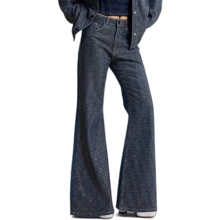 It's Basic - RHINESTONE FLARE MID RISE JEANS