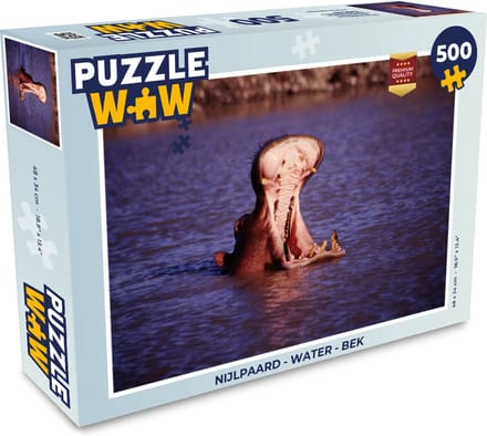 Puzzel Nijlpaard - Water - Bek - Legpuzzel - Puzzel 500 stukjes