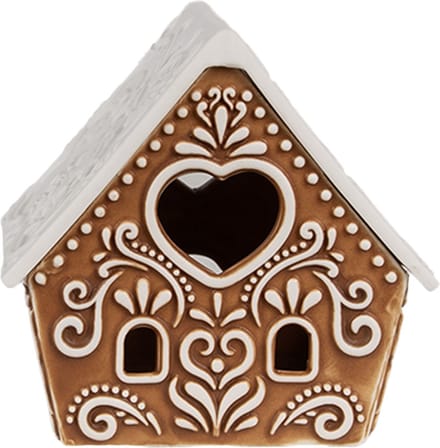 Clayre & Eef Waxinelichthouder Gingerbread house 9x7x8 cm Bruin Porselein