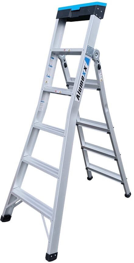 Alumexx 3-in-1 multifunctionele Trap / Ladder - Aluminium - Inklapbaar - Gereedschapskist - Antislip