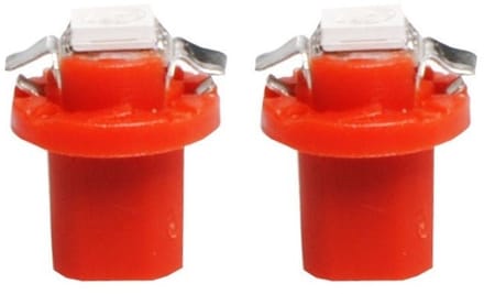 B8.5d auto lamp 2 stuks rood | LED dashboardverlichting - klokken - schakelaars | 12V DC