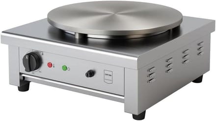 Professionele Crêpe Maker - Pannenkoekenplaat Elektrisch - Grote Keuken - Traploze Temperatuur - 40 cm Plaat - Zilver