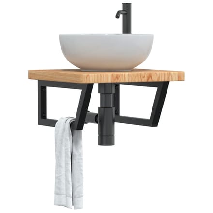 vidaXL - Badkamer - wandschap - staal - en - massief - eikenhout