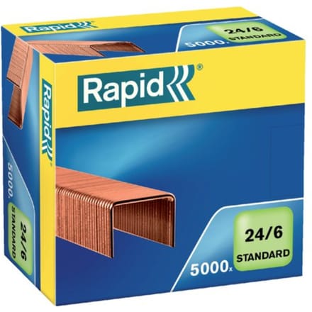 Nieten Rapid 24/6 kopercoating standaard 5000 stuks