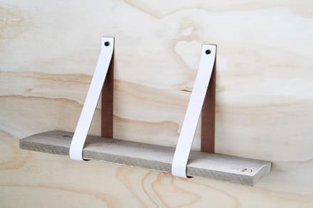 Leren plankdragers wit inclusief plank 90 cm