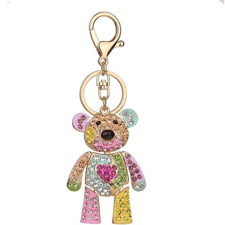 Porte-clés en strass en forme d'ours, porte-clés en alliage, décoration de sac (3 #) beige