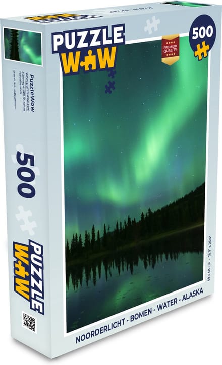 Puzzel Noorderlicht - Bomen - Water - Alaska - Legpuzzel - Puzzel 500 stukjes