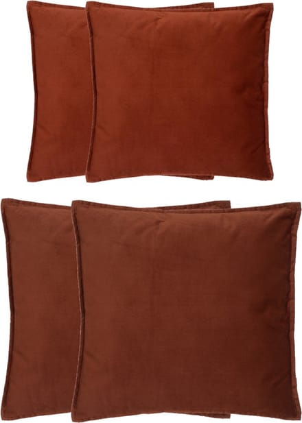 Atmosphera Bank/sierkussens Sophia - set 4x - Terracotta - polyester - met rits - In 2 formaten