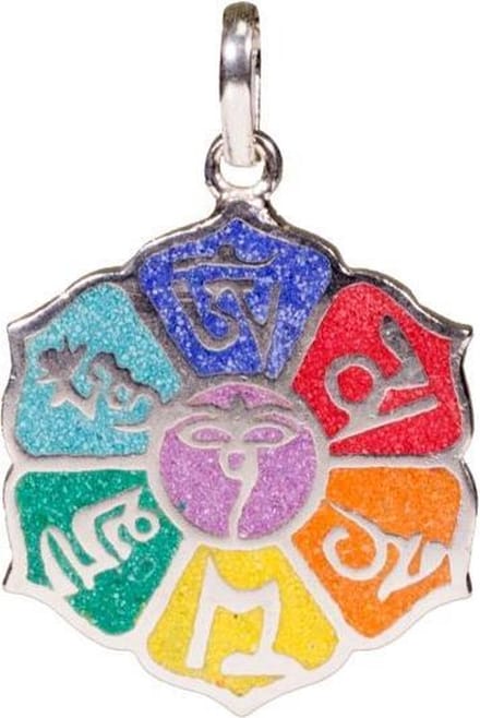 Chakra hanger om mani padme hum - messing - 3,5 cm