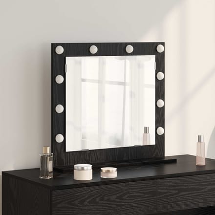 vidaXL - Make-up - Spiegel - Zwart - Eiken - 60 - x - 55 - x - 18 - cm - Rechthoekig