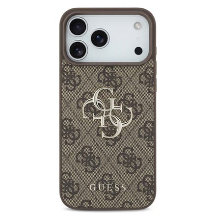 Guess Back Cover - iPhone 17 Pro Max - Bruin - Big Metal Logo - TPU-rand - Verhoogde randen