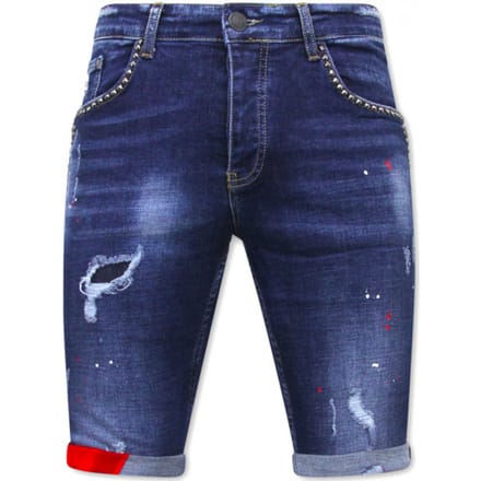 Korte Spijkerbroek Heren Gaten-1025-SH- Blauw