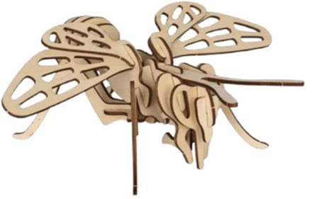 Kitcreatives Bouwpakket Hommel/Bij - Houten bouwpakket van 30 onderdelen