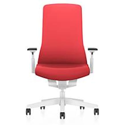 Interstuhl bureaustoel PUREis3, verstelbare armleuningen, 3D auto-synchroonmechanisme, kuipzitting, gestoffeerde rug, vuurrood/wit