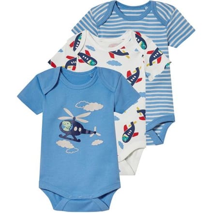 LUPILU 3 baby rompers (lichtblauw/wit/blauw, 62-68)