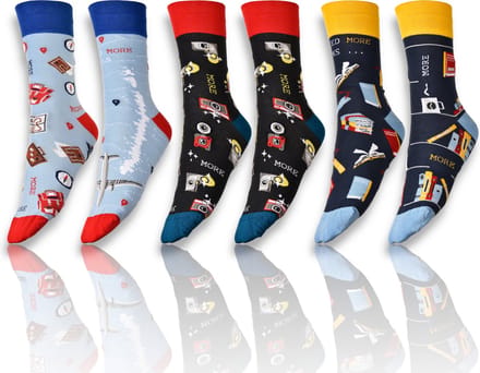 MORE Dames Sokken Maat 35-38 - 3-Pack Asymmetrisch Print - Kleurrijk - MADE IN EU