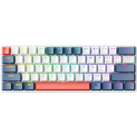 Machenike K500-B61 Gaming Keyboard Wired Mechanical Backlit Red Switch - White & Blue - Blauw