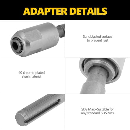Dailygoods - SDS Max naar SDS Plus Adapter - Chrome Vanadium Staal Converter voor Rotatiehamers