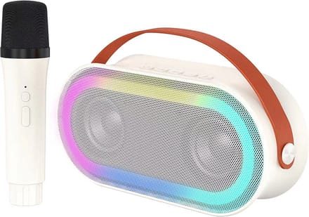 Woegel karaoke set A4 – met bluetooth en TF-kaart – oplaadbare accu – draadloze micro – voor kinderen – wit