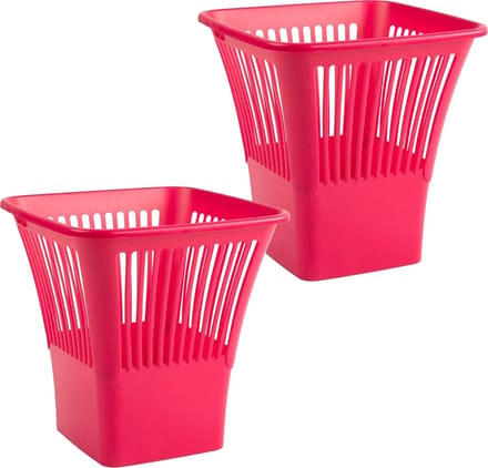 Plasticforte Afvalbak/vuilnisbak/kantoor prullenbak - 2x stuks - plastic - fuchsia roze - 30 cm