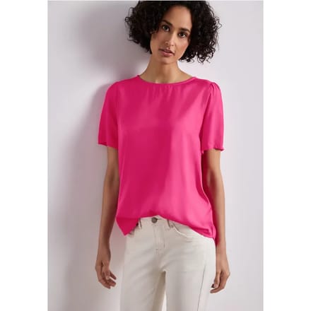 Blouse met ronde hals en korte pofmouwen