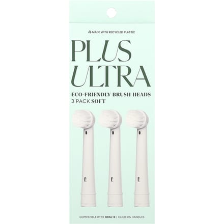 Plus Ultra, tête de brosse écologique, poils doux, lot de 3 gray
