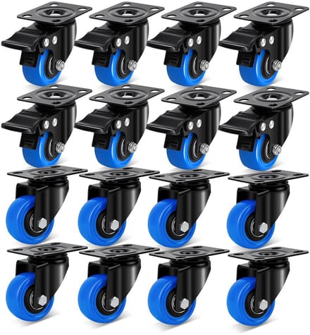 50mm Zwenkwielen Set (16 stuks) - Draaiend en Stil met Rem