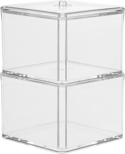 Make-up organizer - transparant - kunststof - 9,5x9,5x17 cm - dubbele houder