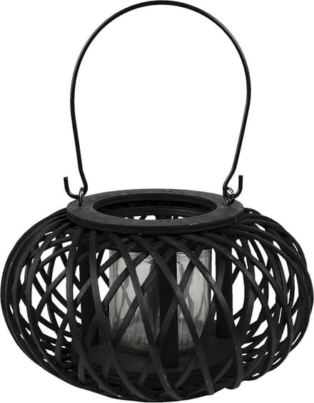 Clayre & Eef Windlicht Ø 23x12 cm Zwart Bamboe