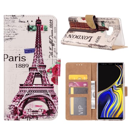 Cityhoesje-Bookcase geschikt voor Samsung Note 9–Pasjeshouder Parijs