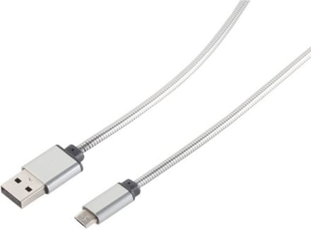 USB Lade-Sync Kabel USB A/ micro, Steel Silber 1m