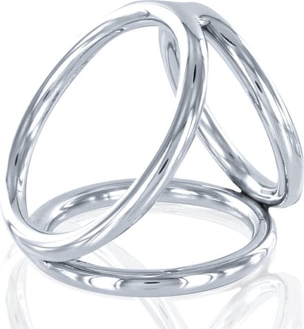 Black Label - Triple Cockring - RVS - Zilver - Maat M