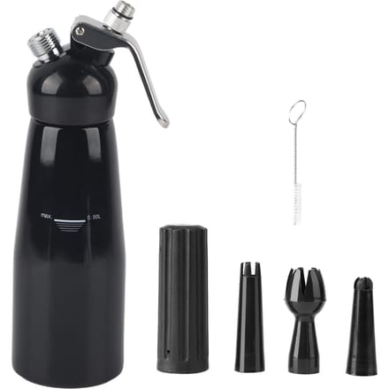 500 ml Zwart Aluminium Slagroom Dessert Boterspuit Schuimmaker L black