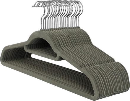 MIRA Home Kledinghangers - Set van 20 - Ruimtebesparend - Antislip - Plastic/Metaal - Grijs - 45x0.6x23.5