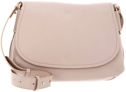 COCCINELLE Leren schoudertas Rebekka Handbag Grained Leather Rosette beige