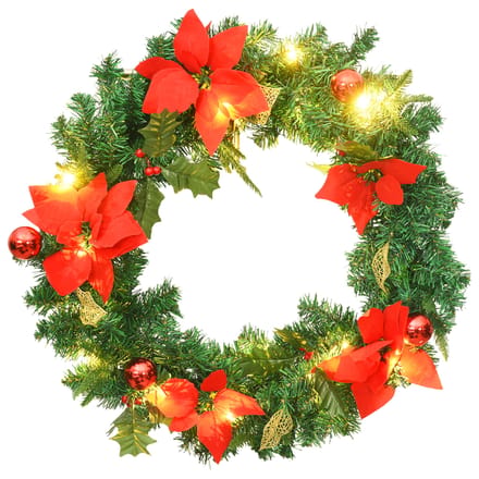vidaXL - Kerstkrans - met - LED - lampjes - 60 - cm - PVC - groen