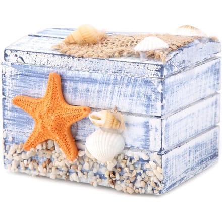Houten Sieradendoos in Mediterrane Stijl Draagbare Kleine Opbergkoffer(zeester) gray