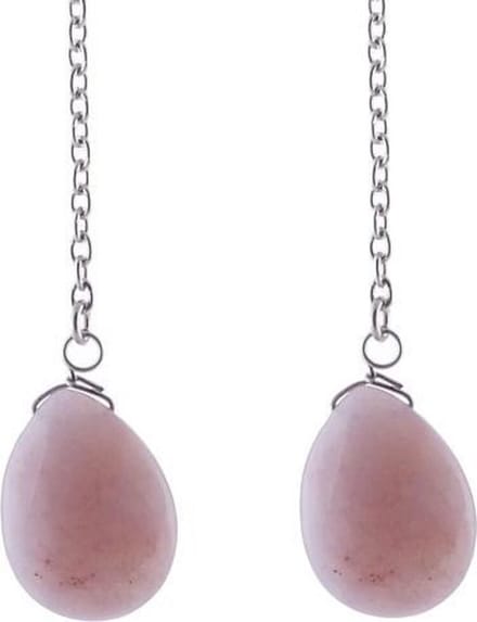 Behave - Lange oorbellen dames oudroze natuursteen - boho chic