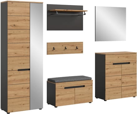Canu garderobe opstelling C4 inclusief kussen eiken decor, grijs.