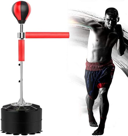 Staande Bokszak - Boksbal Set - Training en Reactie - 360 Graden Draaibaar - 12 - 19 m - Zwart